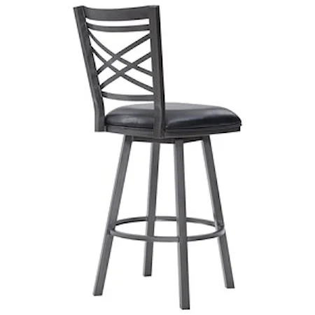 26" Counter Height Metal Barstool in Mineral Finish with Black Faux Leather